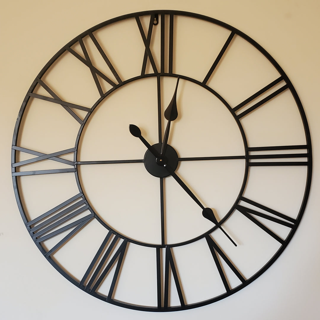 31.5″ Oversized Round Metal Farmhouse Wall Clock – Midnight Metal