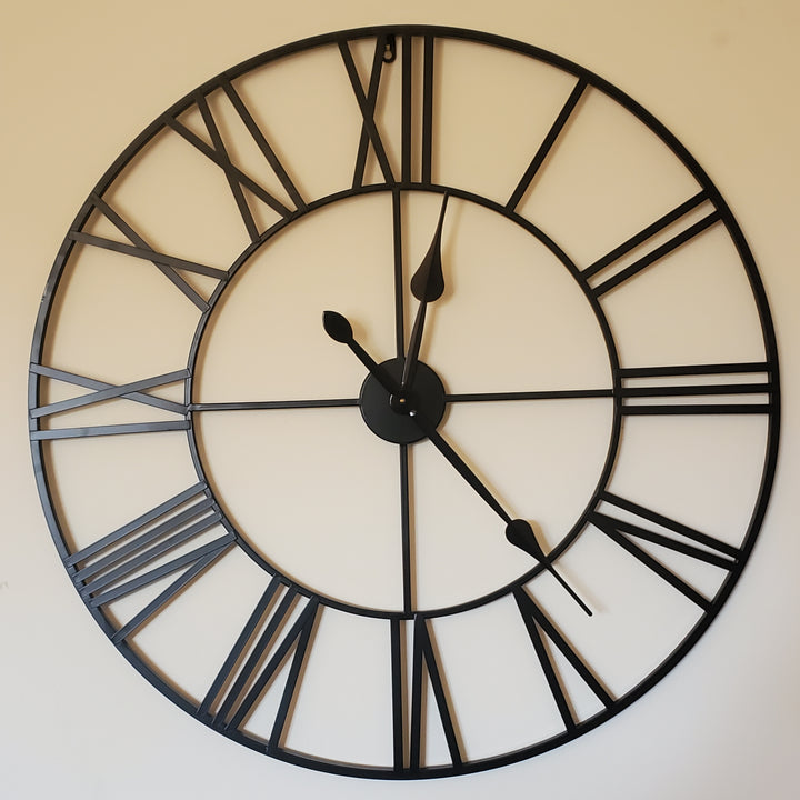31.5″ Oversized Round Metal Farmhouse Wall Clock – Midnight Metal