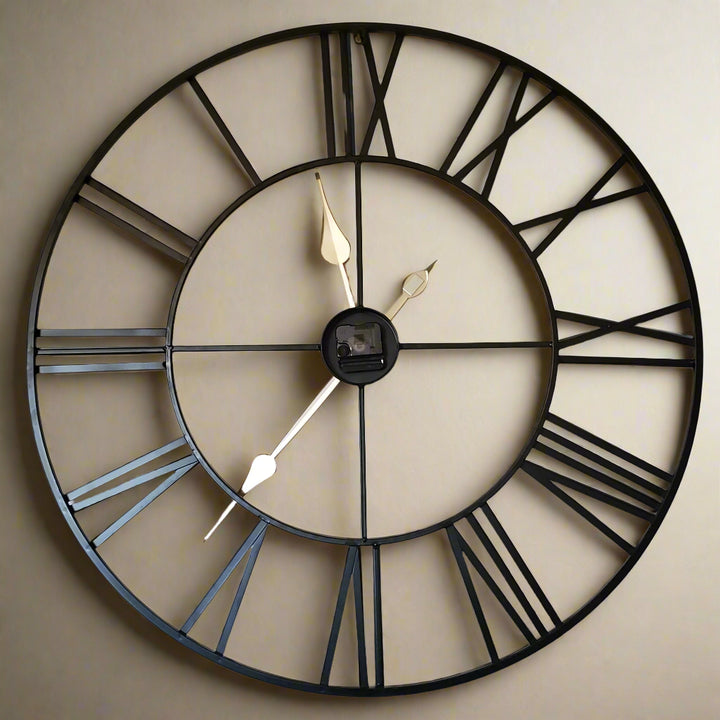 31.5″ Oversized Round Metal Farmhouse Wall Clock – Midnight Metal