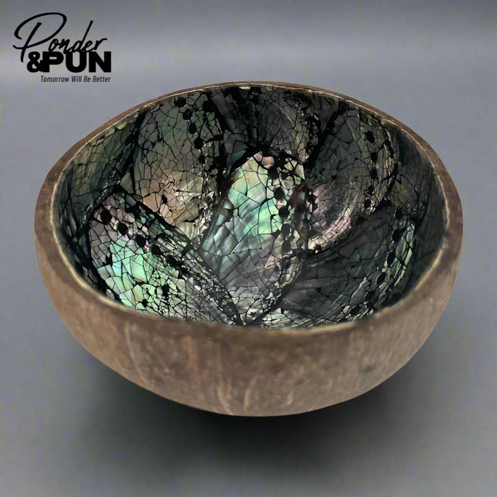 Coconut Shell Bowl with Abalone Inlay