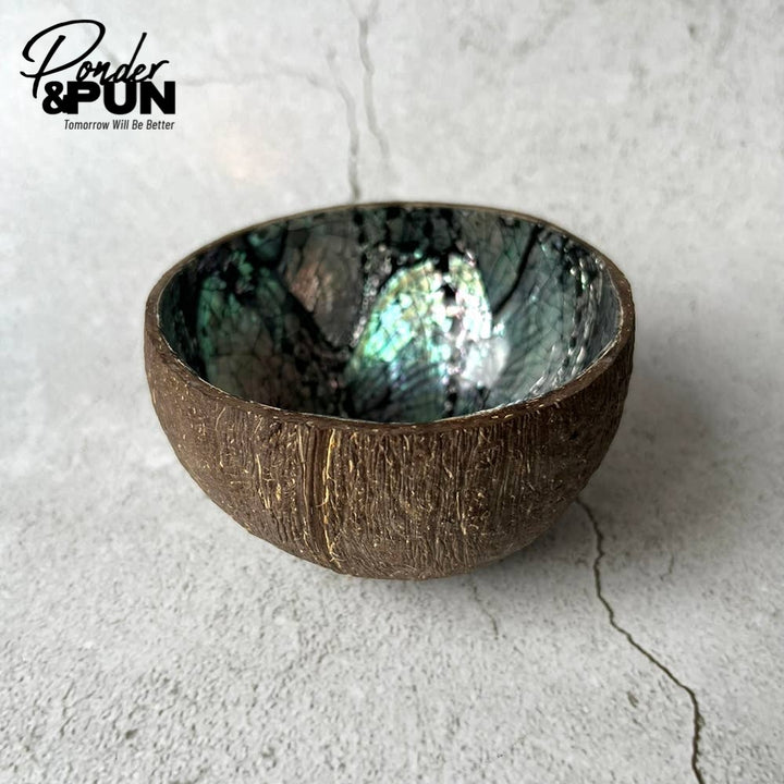 Coconut Shell Bowl with Abalone Inlay