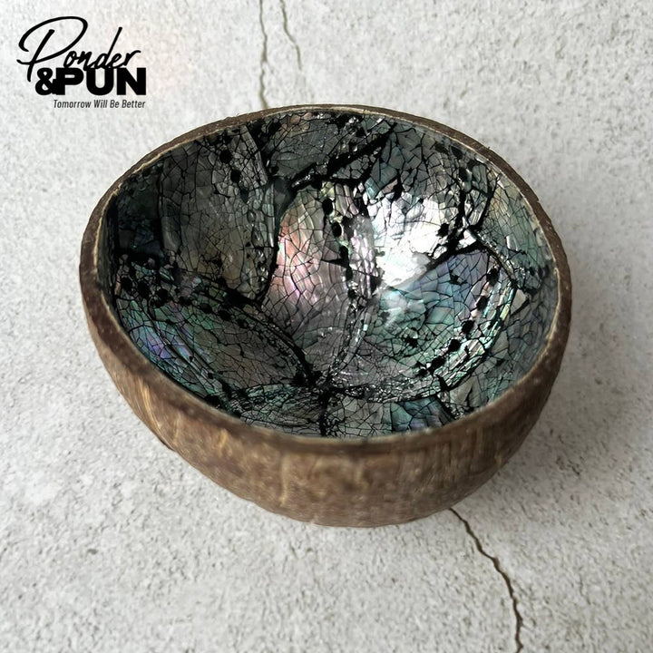 Coconut Shell Bowl with Abalone Inlay